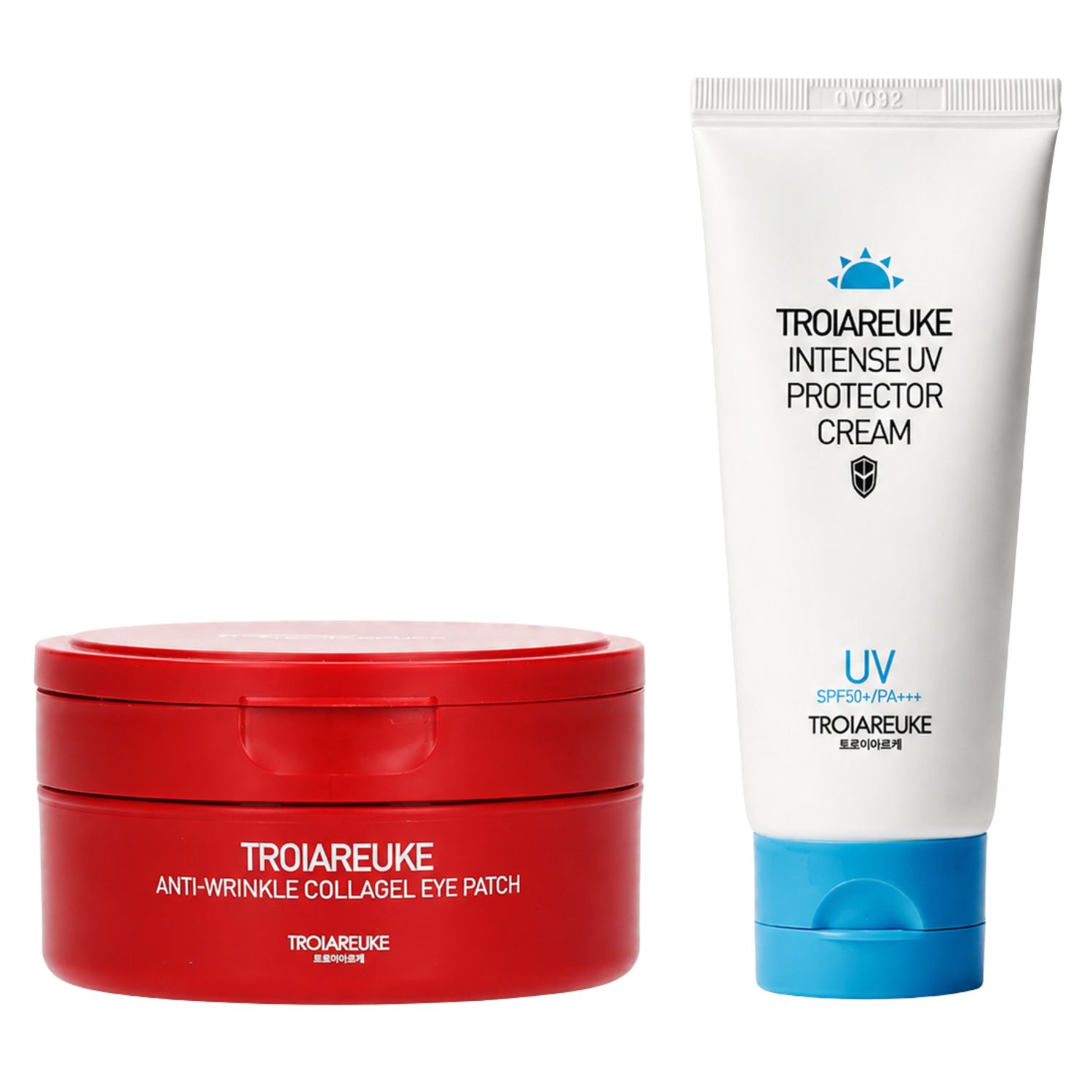 Летний набор TROIAREUKE: солнцезащитный крем SPF50 + гидрогелевые патчи для глаз